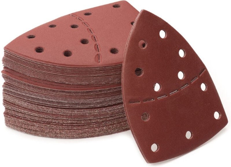 40 Stück 11 Löcher gebogenes Schleifmittel, dreieckiges Klett-Schleifpapier, Aluminiumoxid-Mauspad zum Schleifen und Pol...