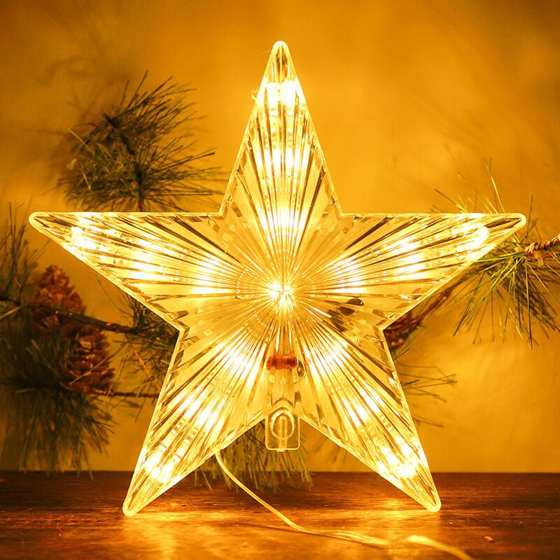 Christbaumschmuck Sterne, 22 cm, warmweißes Licht