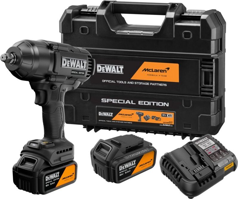 DeWALT Akku-Schlagschrauber x McLaren F1 Team DCF99MP2T, 1/2" 18V 2x 5,0 Ah und Ladegerät in TSTAK