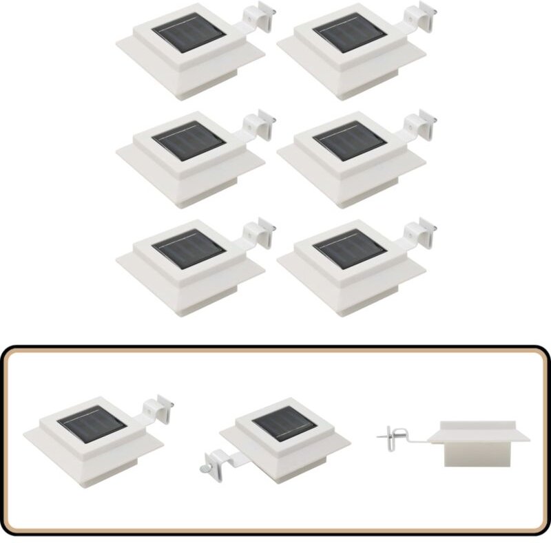 Outdoor Solarleuchten 6 Stück led Quadratisch 12 cm Weiß - Outdoor Beleuchtung - Solarlaterne - Gartenbeleuchtung - Sonn...