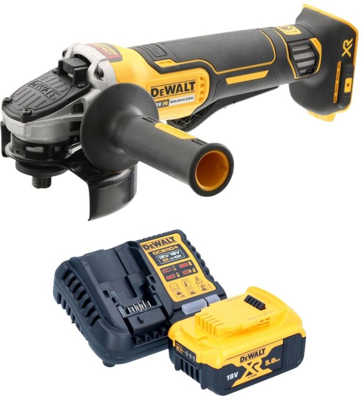 DeWalt DCG 406 P1 Akku Winkelschleifer 18 V 125 mm Brushless + 1x Akku 5,0 Ah + Ladegerät