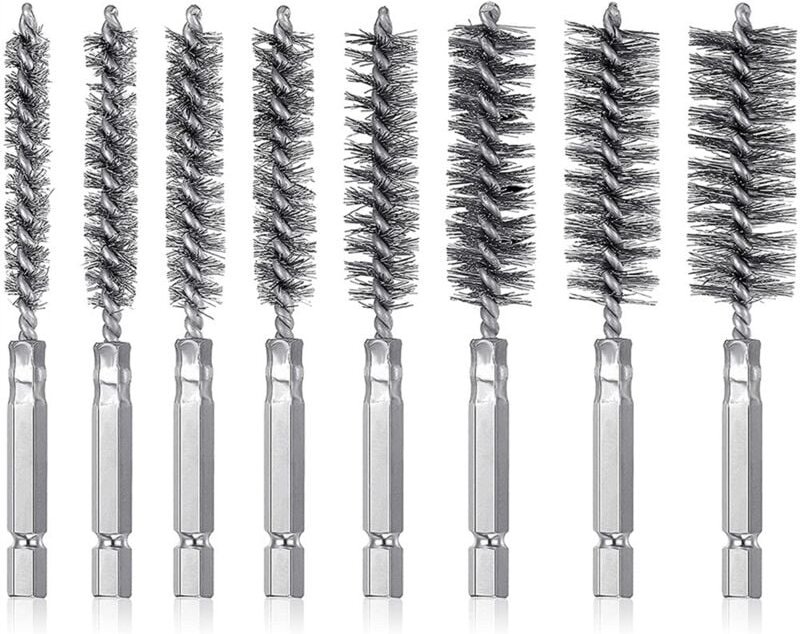 8 StüCke Draht BüRsten Bohrer Satz mit 1/4 Sechskant Schaft Stahl Zwirn BüRste, Geeignet für Bohren Von Schlagzeug A