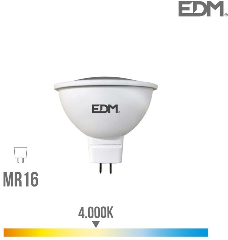 EDM - Dichroitische LED-Glühbirne MR16 (GU5.3) 5W 12V 450lm 4000K Tageslicht Ø5x5cm