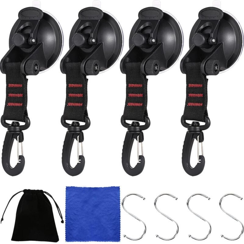 Csparkv - 4er-Pack Anker-Saugnapfe mit Saugnapf-Befestigung für Auto, Camping, Plane, Multifunktions-Saugnapf-Zubehör