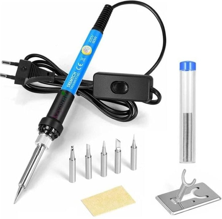 Aiperq - ymyny Präzisions-Lötkolben mit Ständer und An-/Ausschalter, 9-in-1-Set, 5 Spitzen, Lötdraht, einstellbare Tempe...