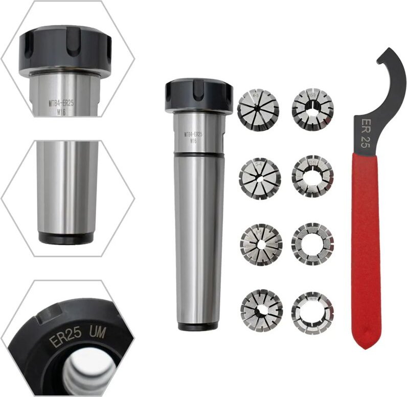 8-teiliges Federklappset, MK4 ER25 M16-Befestigungsschlüssel, (4-16mm) rutschfeste Klemme für Holz- und Metallbearbeitun...