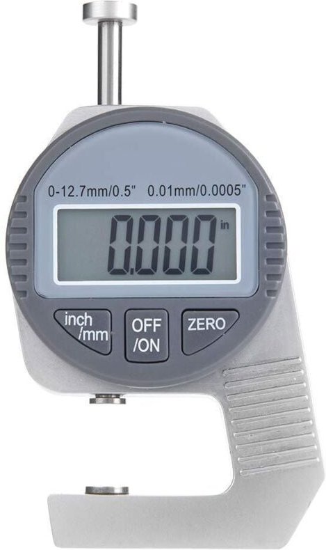Digitales Dickenmessgerät, 0–12,7 mm/0,5 Zoll, mit großem LCD-Display, zur Messung der Dicke von Papier, Rohren und Blec...