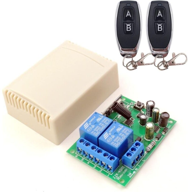 Ahlsen - 433 MHz RF-Funkfernschalter, 2-Kanal ac 110 V/220 V/230 V/240 v Relaisempfänger mit 2 Fernbedienungen für Garag...