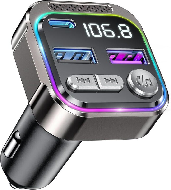 Bluetooth-FM-Autoradiosender – Autoradiosender für Zigarettenanzünderbuchse, 36-W-QC-PD-USB-C-Adapter, Bluetooth-Autorad...