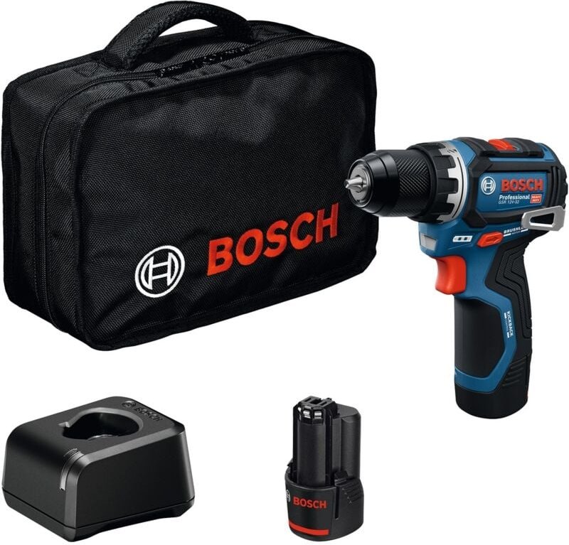 Thumbnail - Bosch Professional Bosch Akku-Bohrschrauber GSR 12V-32, incl. 2x Akku GBA 2 Ah, Ladegerät, Werkzeugtasche