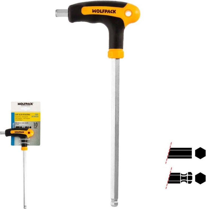 Llave Allen Con Bola Mango Forma t 10,0 mm. Con Colgador