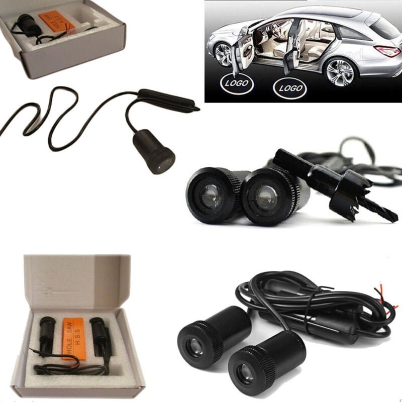 Trade Shop Traesio - Trade Shop - paar led-höflicht-seitenleuchten für autos, led-leuchten, logo-projektor -