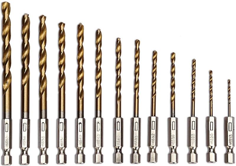 Soekavia - 13-teiliger HSS-Bohrersatz 1,5–6,5 mm mit Titannitrid-Spitze/-Beschichtung