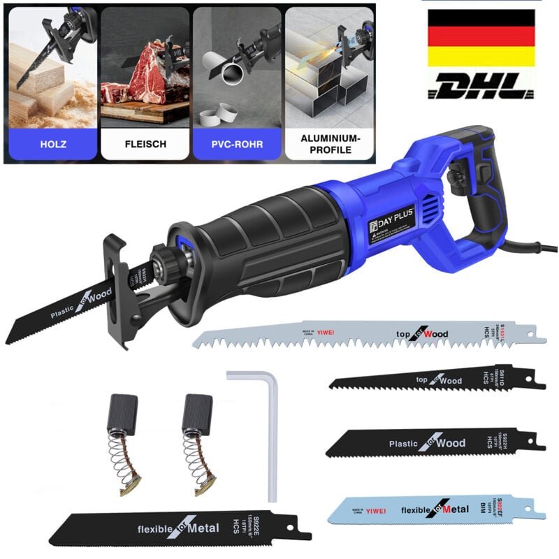 Dayplus - 2024 Säbelsäge Tigersäge Elektrische Reciprosäge Stichsäge Fuchsschwanz Handsäge