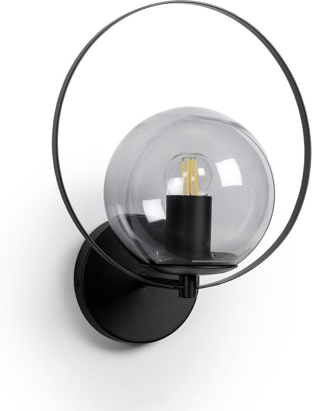 Wandleuchte Aussen Metall und Glas Jubail Schwarz