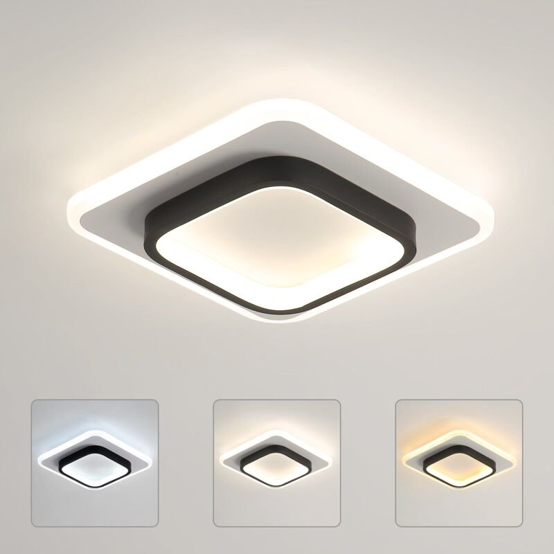 GOECO Deckenlampe LED Dimmbar, Modern Deckenleuchte 20W 2300LM, Quadratisch Deckenbeleuchtung für Küche Wohnzimmer Schla...