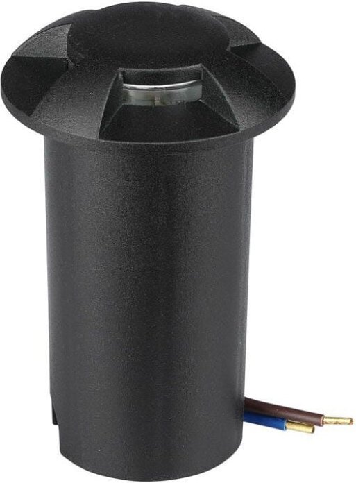 1W LED-Zylinder-Einbau-Stufenleuchte mit 4 Lichtstrahlen, Schwarz, 12V, Warmweiß, IP67 - V-tac