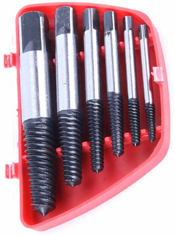 6-teiliger Schraubenausdreher für gezahnte Gewinde, Vierkantköpfe, abgebrochene oder beschädigte Schrauben und Bolzen.