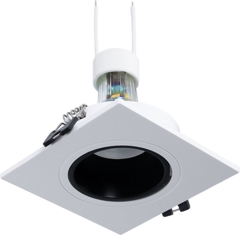 Einbaustrahler-Set eckig 93x93mm (schwarz/weiß) + GU10-Glühbirne