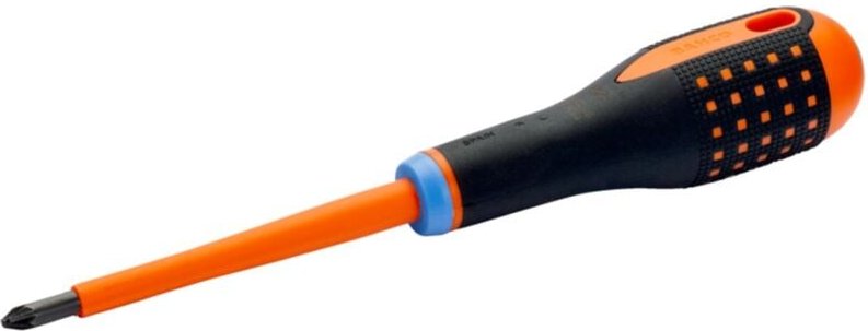 Nach vde isolierter ERGO-Schraubendreher mit Dreikomponenten-Griff für Schlitz- und Pozidriv-Schrauben, 6 mm/PZ2, Art.Nr...