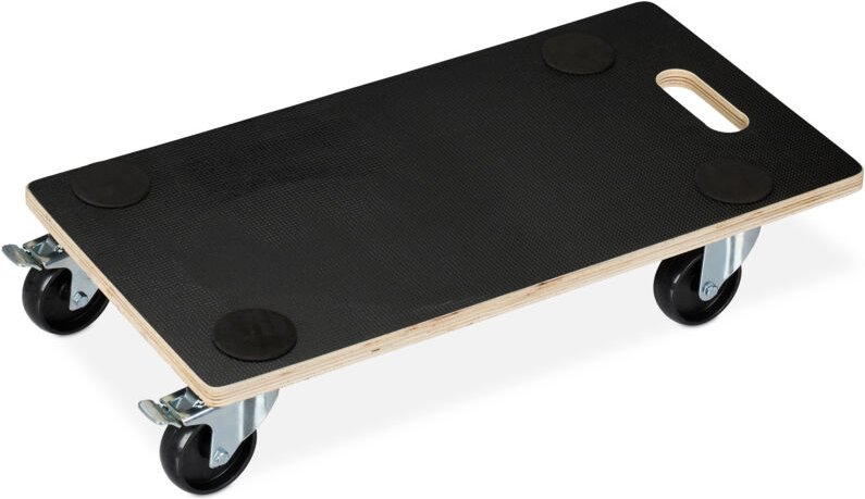 Relaxdays - Transportroller Feststellbremse, 400 kg, Lenkungsrollen, Anti-Rutsch-Belag, hbt: 11,5 x 58 x 30 cm, schwarz