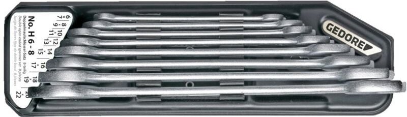 Gedore - H6-8 Doppelmaulschlüssel-Satz im Halter 8-teilig 6-22 mm