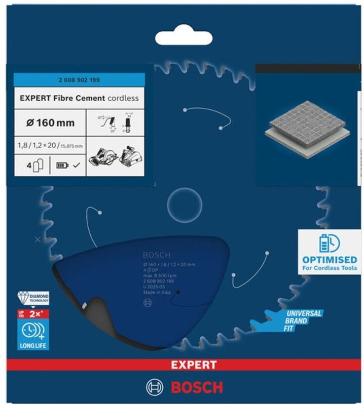Bosch EXPERT Kreissägeblatt Fiber Cement, 160x1,8x20 mm, Z4