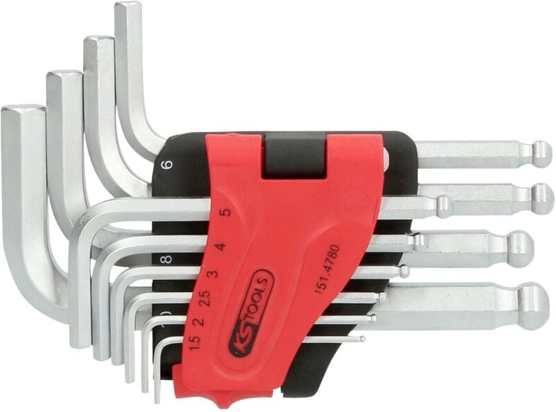 Kugelkopf-Innensechskant-Winkelstiftschlüssel-Satz, 10-tlg, kurz, 1,5-10mm