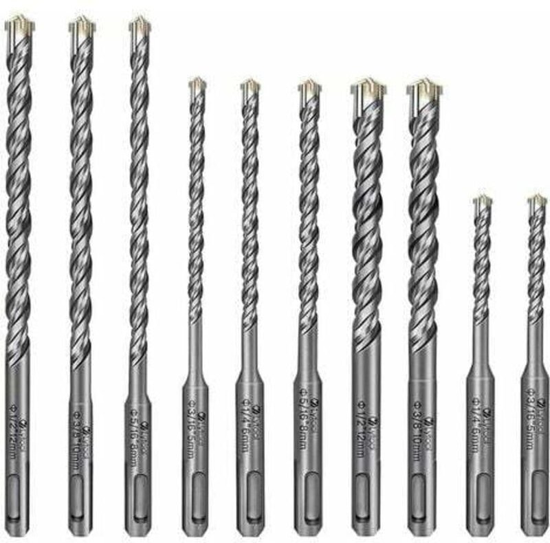 Professionelle Betonbohrer mit Kreuzkopf, 10-mm-Bohrer für verstärkte Wände, Satz mit 10 Bohrern für Mauerwerk, Betonste...