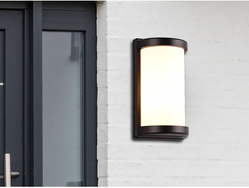 Reality Leuchten - Außenwandleuchte puelo Aluminium Schwarz & Acrylglas Weiß, Höhe 27cm