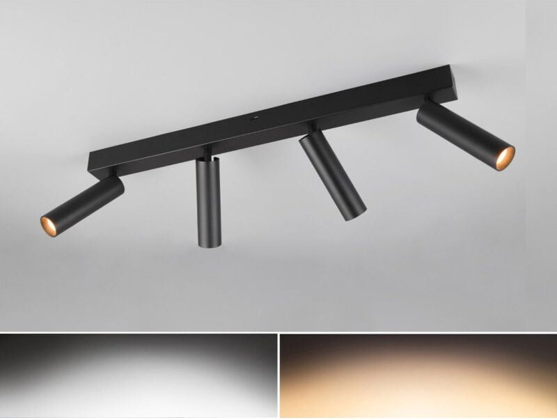 Moderner led Deckenstrahler ambala dimmbar 4-flammig Schwarz, Breite 65cm