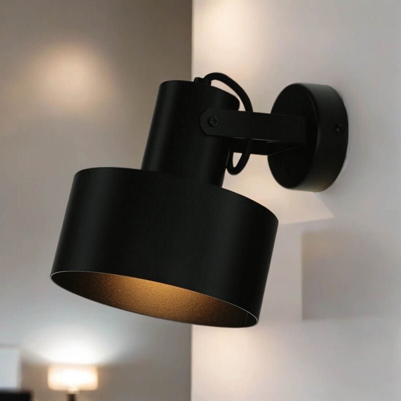 Licht-erlebnisse - Wandspot Schwarz E27 Metall Industrie Design Wandlampe Küche Arbeitszimmer