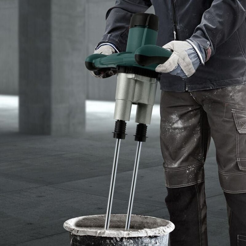 2800W 6-Gang-Doppelmischer Handrührwerk Mörtelmischer Betonmischer 220V-50Hz