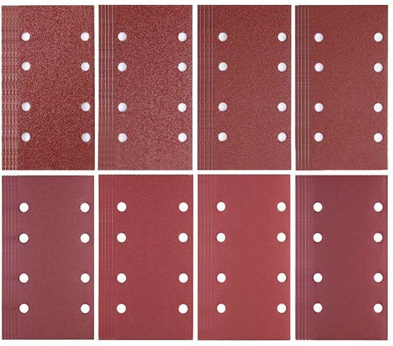 80 Blatt Schleifpapier 93 x 185 mm, 8 Löcher, Schleifpapier 40/60/80/120/180/240/320/400 für Bosch-Schleifmaschine
