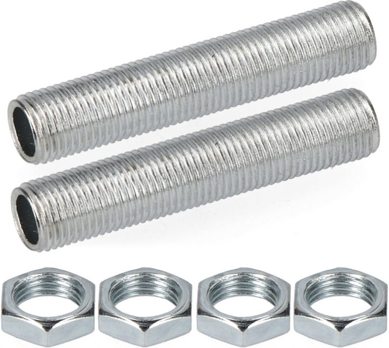 Hepoluz - 40 mm Gewinde mit Mutter (2 Gewinde und 4 Muttern) verpackt