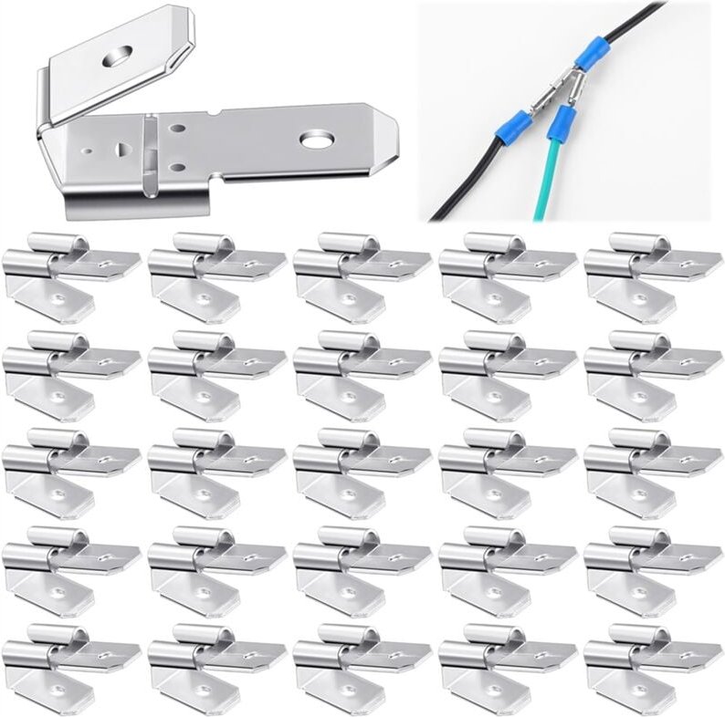 25-Teiliges Sortiment An Doppel-Piggyback-Flachsteckverbindern, Schnelltrenn-Piggyback-Flachstecker-Crimp-Anschlüssen mi...