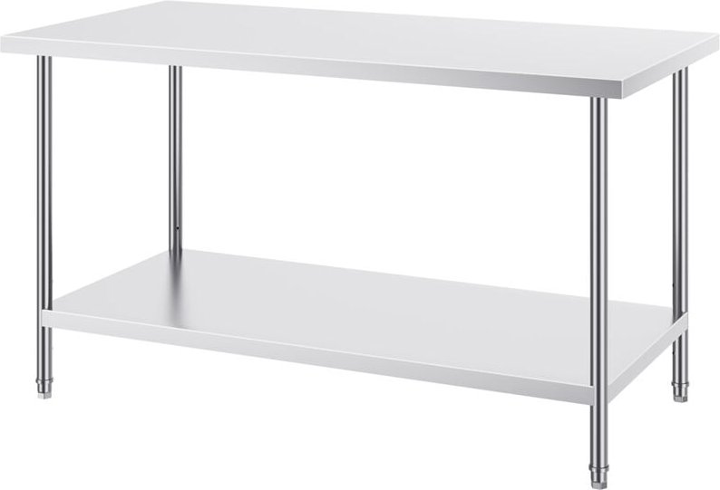 Mophorn - Zubereitungstisch aus Edelstahl, 76,2x152,4x86,4 cm, 418,5 kg Tragkraft, robuster Metall-Arbeitstisch mit 3 ei...