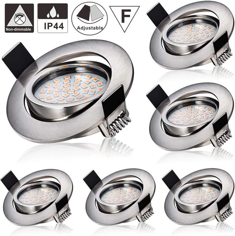 Memkey - 6 x 5 w, kompletter LED-Einbaustrahler, 3000 k warmweiß, entspricht 45 w Halogenlampe, 230 v, fester Deckenstra...