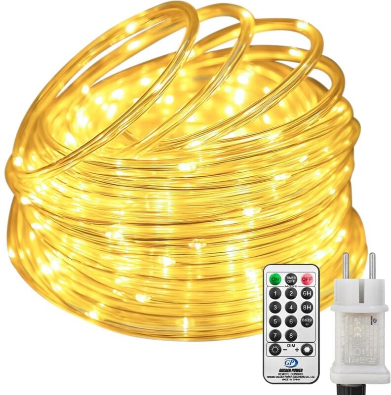 btfarm Lichterkette für den Außenbereich mit Fernbedienung, 10 m, 100 LEDs, mit Timer, inklusive Stecker, wasserdicht (I...