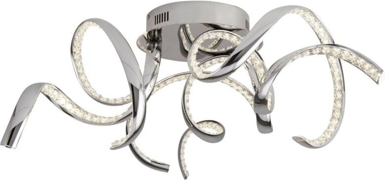 Searchlight - Twirls - Integrierte led 3 Light Flush Deckenleuchte Chrom, Kristallglas
