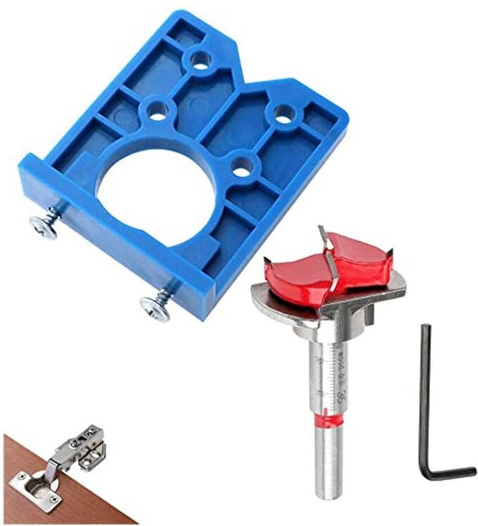 Thumbnail - Memkey - Scharnierlehrenbohrer-Sets, 35 mm, verstellbarer Bit-Positionierer, Lochbohrer, Positionierungsschneider für di...