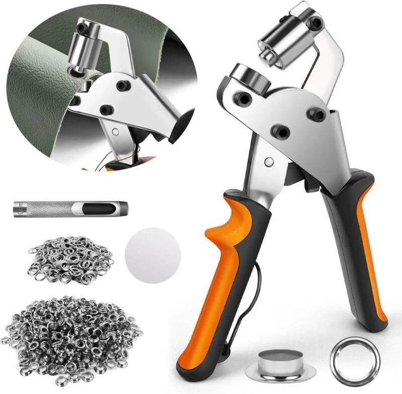 Day Plus - senzange Set, Tüllenwerkzeugsatz Austauschbar Zangekopf Ösenpresse Mit 500 Ösen