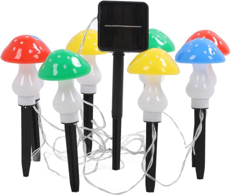 Mini-Solar-Lichterkette in Pilzform mit 8 farbigen LEDs, wasserdicht