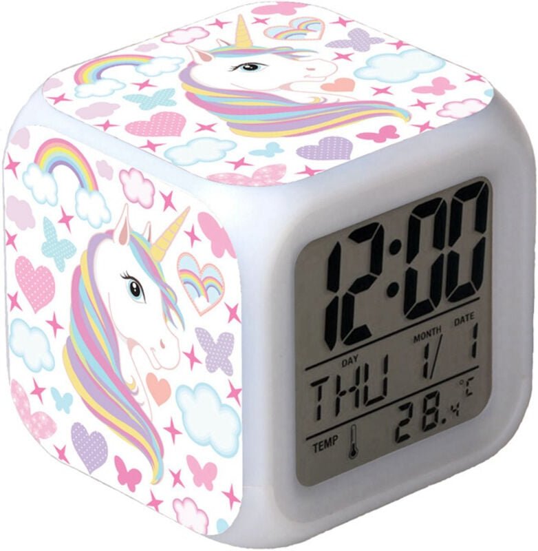 Reloj despertador de unicornio para niños, despertador con luz nocturna, despertador digital para niñas, despertador sin...