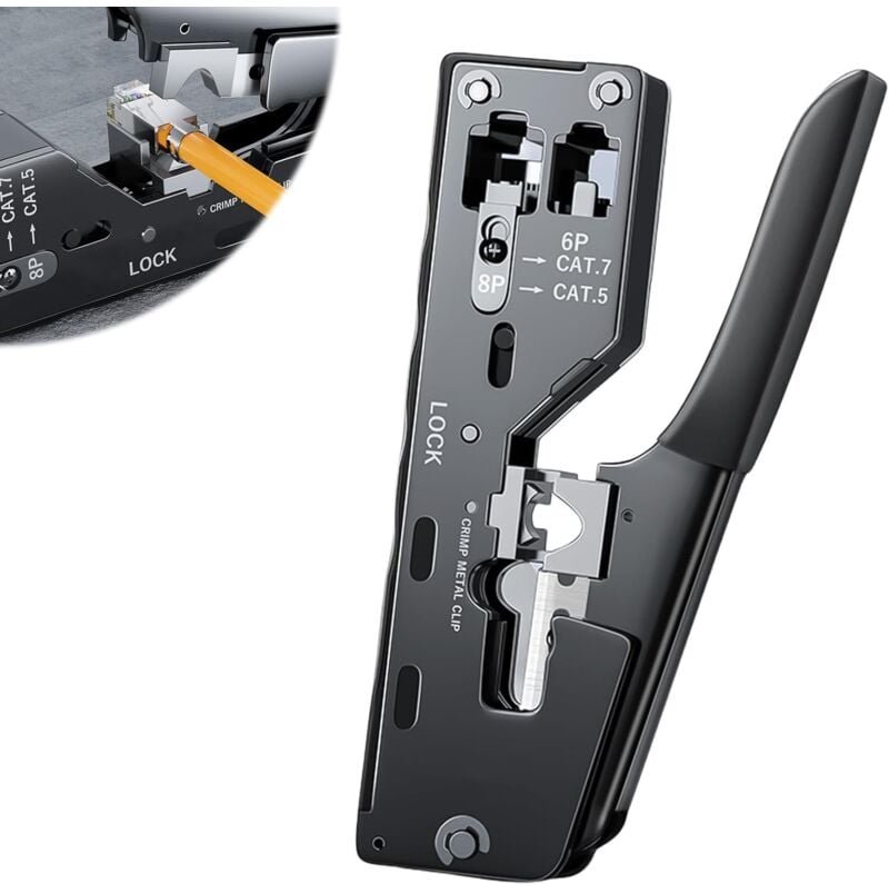 RJ45 Crimper, Universal Crimper für CAT7, CAT6A, CAT6, CAT5E, CAT5, RJ45 Crimper für Netzwerkstecker, ideal für die Inst...