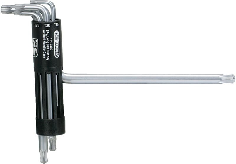 Satz mit 8 langhalsigen TORX®-Schlüssel mit Kugelkopf, T10 bis T50