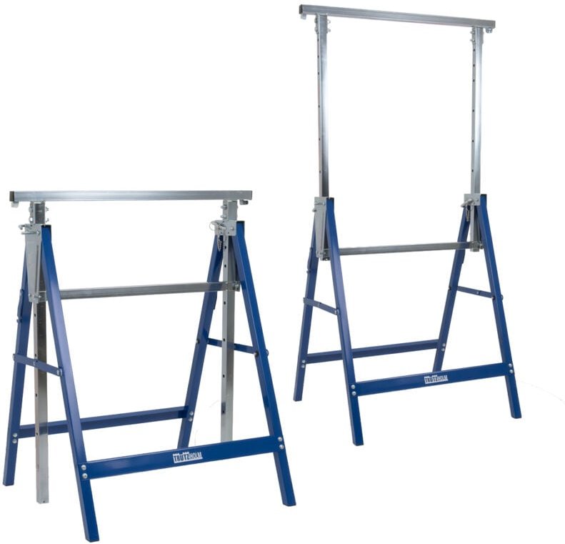 2x Arbeitsbock 7-fach höhenverstellbar bis 400 kg Stahl verzinkt lackiert blau Klappbock Gerüstbock