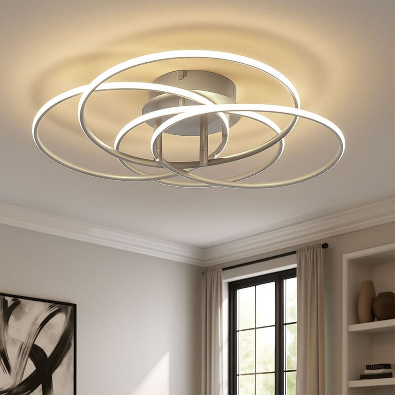 Thumbnail - Globo Lighting - Deckenleuchte Deckenlampe Wohnzimmerleuchte Alu Ringe verstellbar led d 51,5 cm
