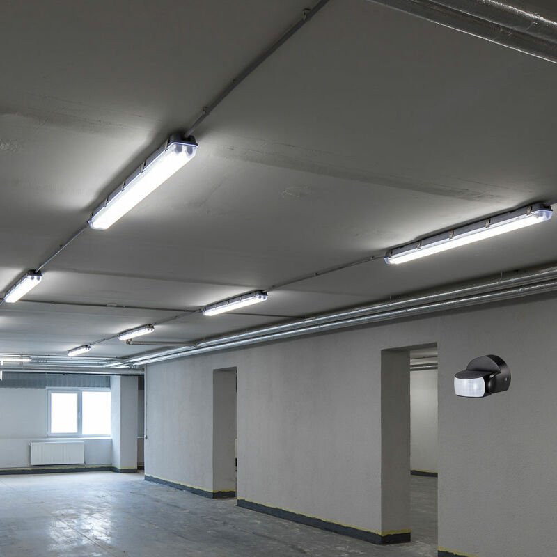 Thumbnail - Led Wannenleuchte mit Bewegungsmelder Feuchtraumleuchte mit Sensor led Garagenlampe Sensor, IP65, 1x led 36W 4320Lm Tage...