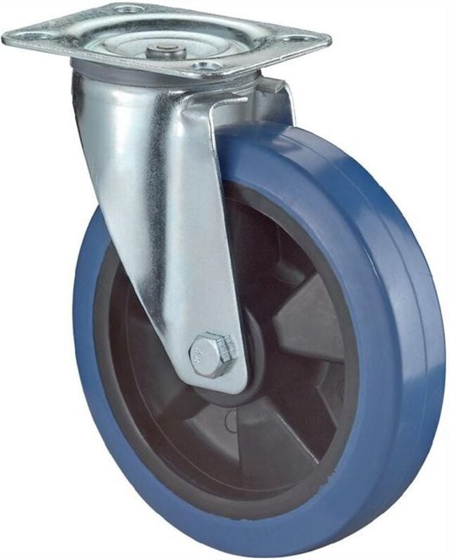 Lenkrolle 125mm,Pl. Elast.Rad,bl,für140kg - Bs Rollen